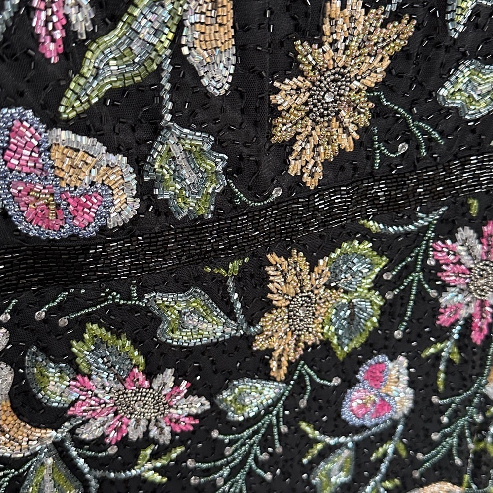 Mac Duggal Floral Beaded Cap Sleeve Evening Gown 5229 Black Multi Size 10 NWT - Picture 14 of 15
